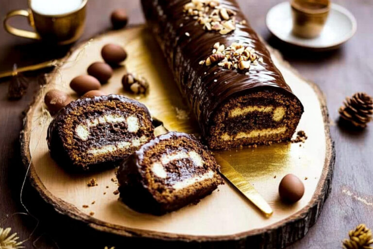Bûche de chocolat et noisette