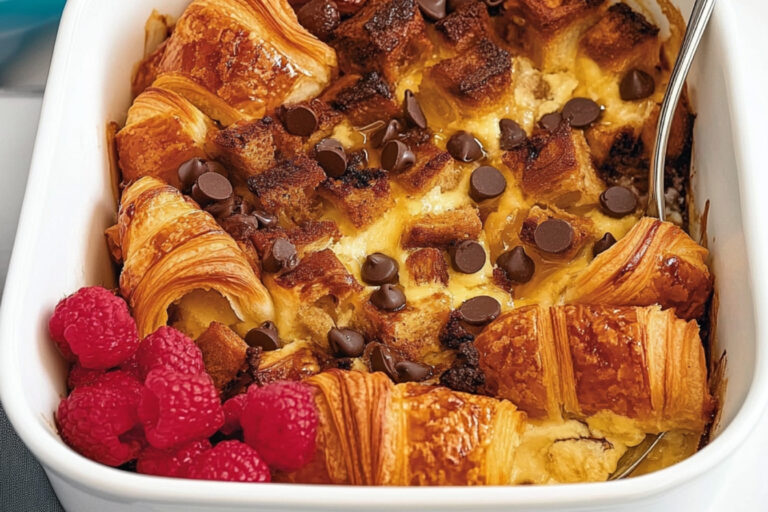Casserole de croissants de chocolat