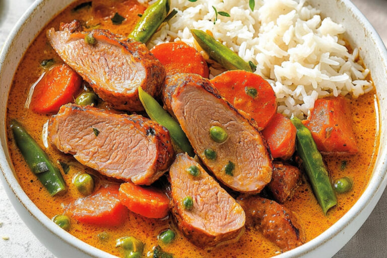 Curry de canard y verduras