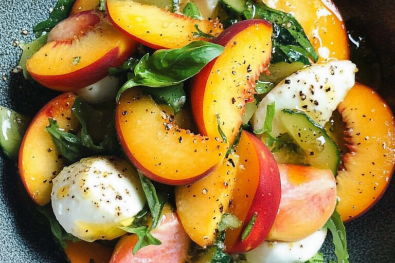 Ensalada de melocotón hermosa