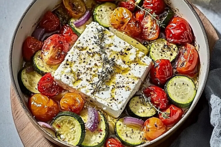 Feta al horno con verduras