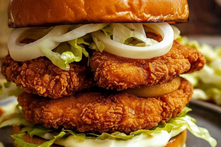 Hamburguesa de pollo frito crujiente