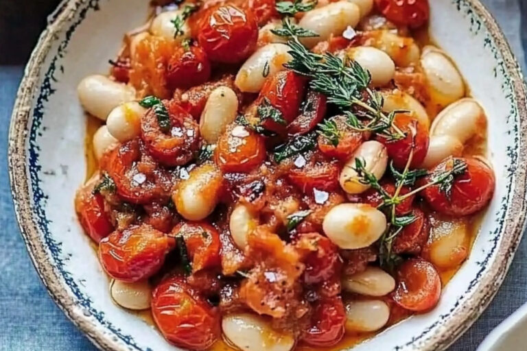 Haricots blancs aux tomates cerises rôties