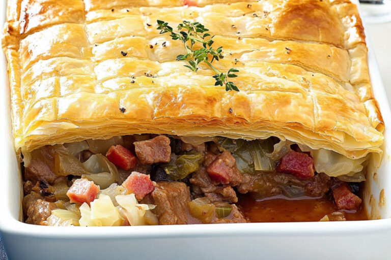 Hojaldre de carne y col