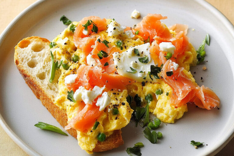Huevos revueltos con salmón