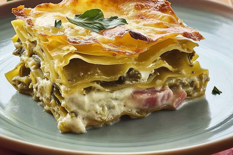 Lasagne de alcachofas y jamón