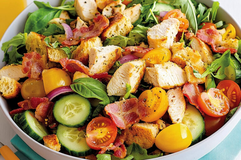 Panzanella de pollo y bacon