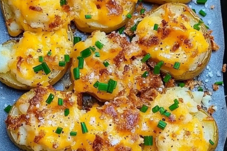 Papas aplastadas crujientes con cheddar