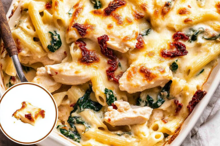 Pasta al horno con pollo tuscano