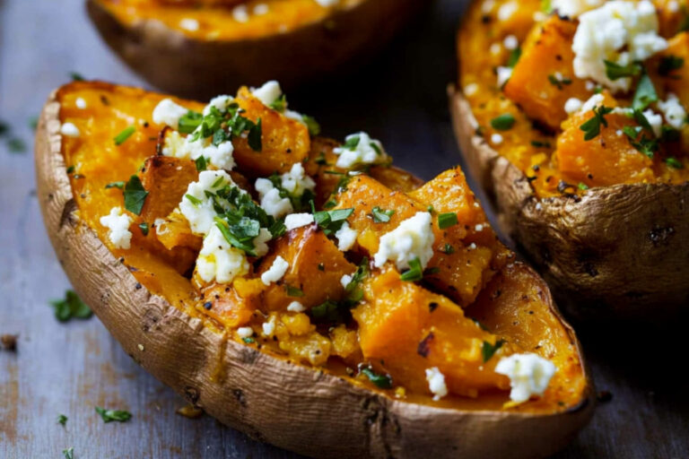 Patatas dulces al horno con feta