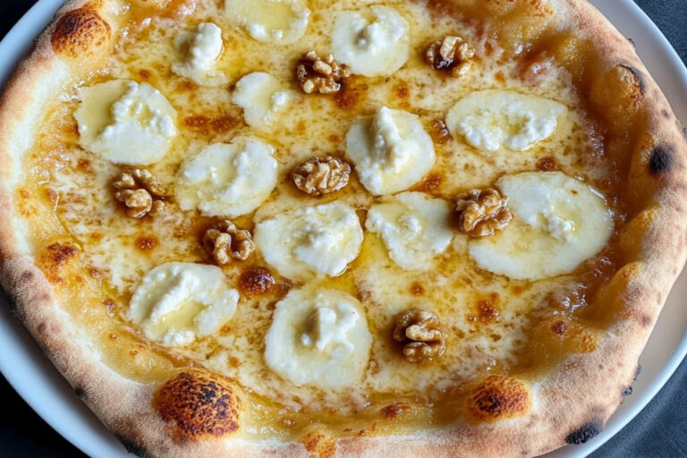 Pizza de queso de cabra y miel