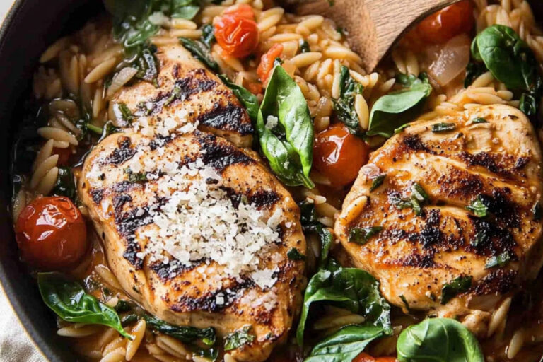 Pollo italiano con orégano y orzo