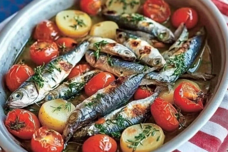 Sardinas con patatas y tomates