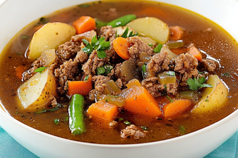 Sopa estilo ragú de res