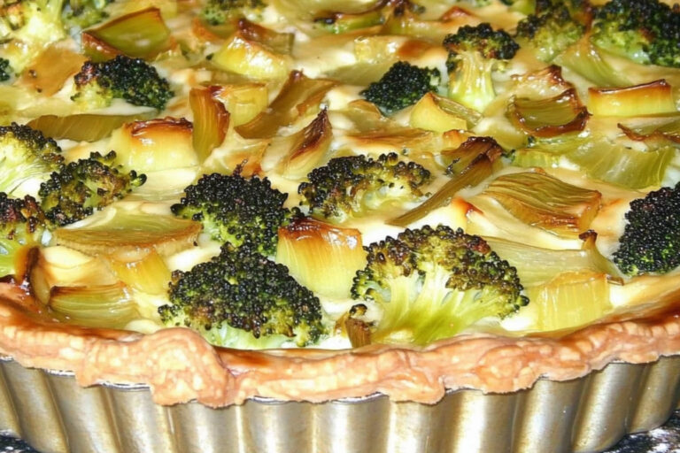Tarta de puerro y brócoli
