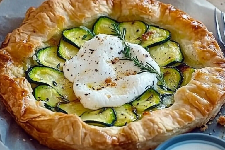 Tarta rústica de calabacín y burrata