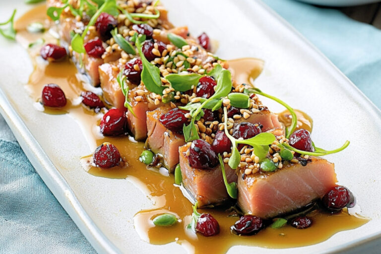 Tataki de atún con arándanos