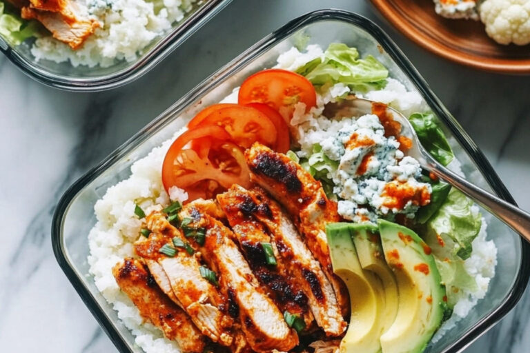 Tazones de pollo búfalo con coliflor