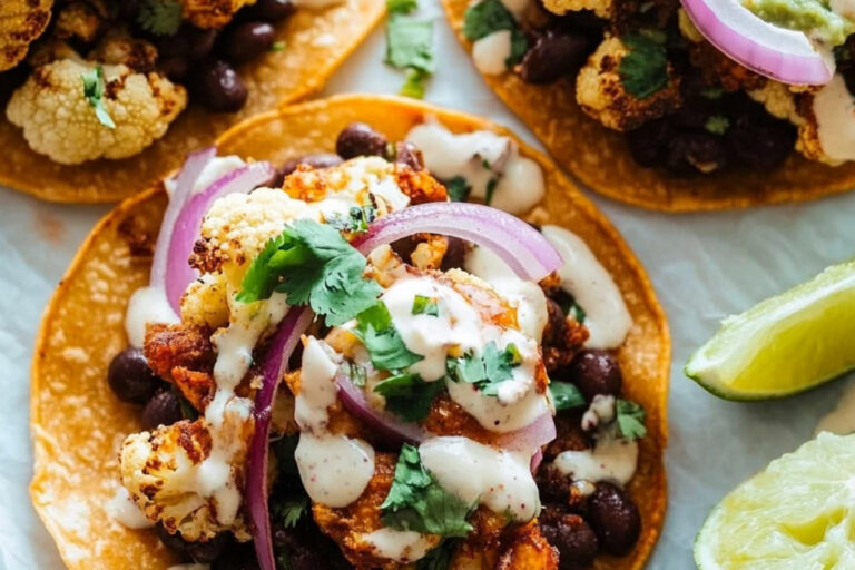 Tostadas de coliflor y frijoles