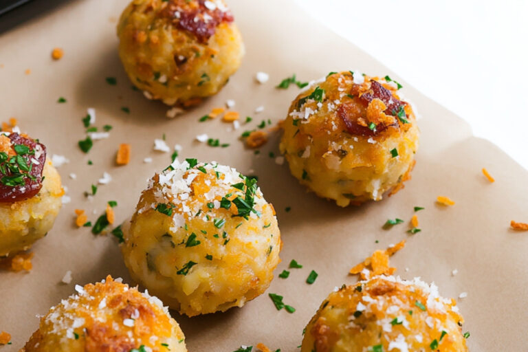 Bolas de puré crujientes y llenas de queso