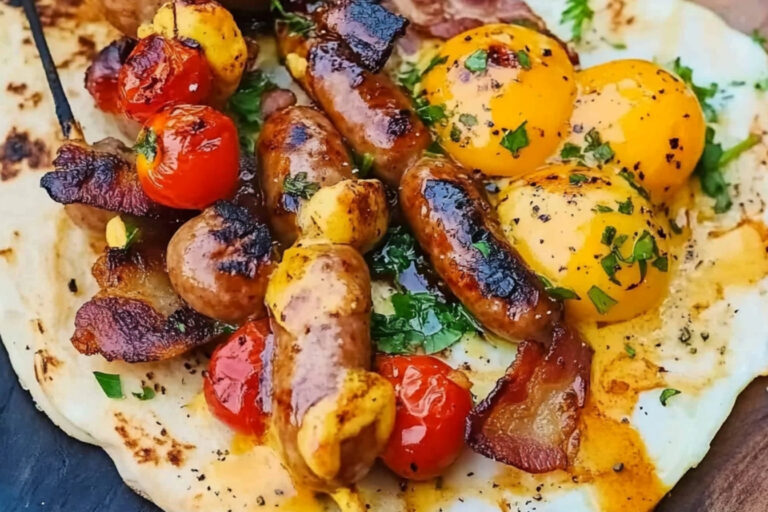 Brochetas de desayuno a la parrilla