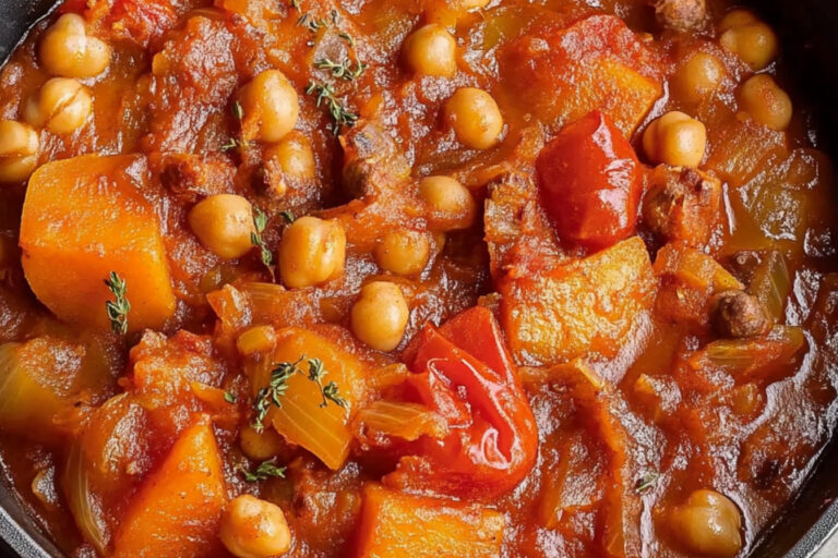 Cazuela de garbanzos y calabaza deliciosa