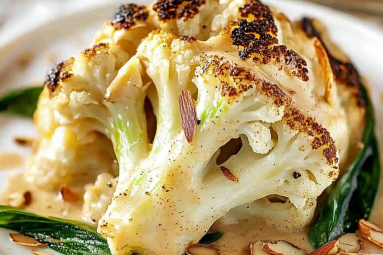 Coliflor con salsa de almendras irresistible y fácil