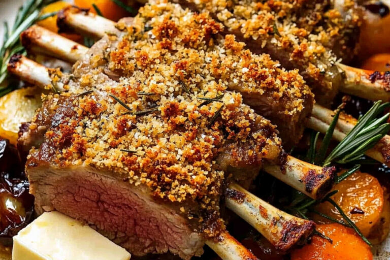 Costillar de cordero empanizado con romero