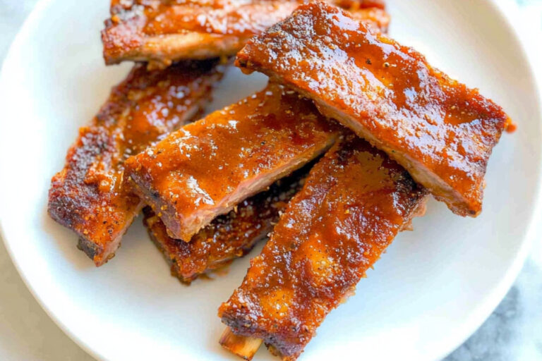 Costillas al horno con bacon y bourbon irresistible