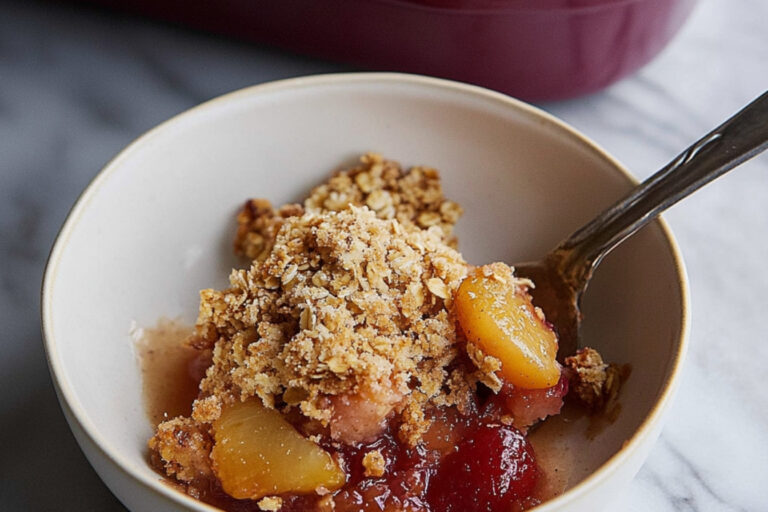 Crumble delicioso de frutas asadas al horno