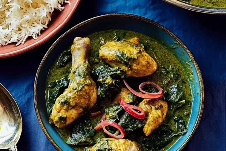 Curry de pollo con espinacas y jengibre deliciosa