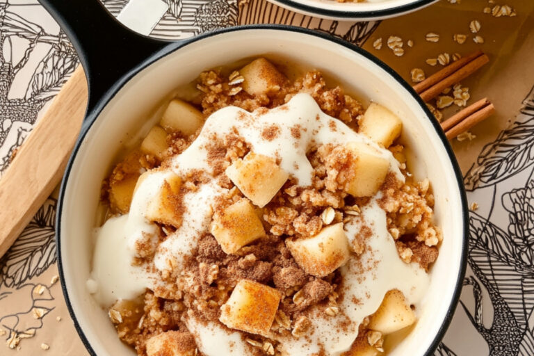 Delicia de manzana con crumble y natillas