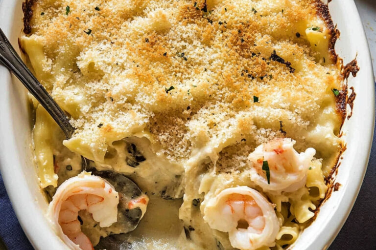 Deliciosa Pasta al Gratin con Mariscos Casera