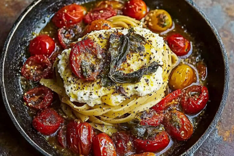 Deliciosa pasta al horno con ricotta asada