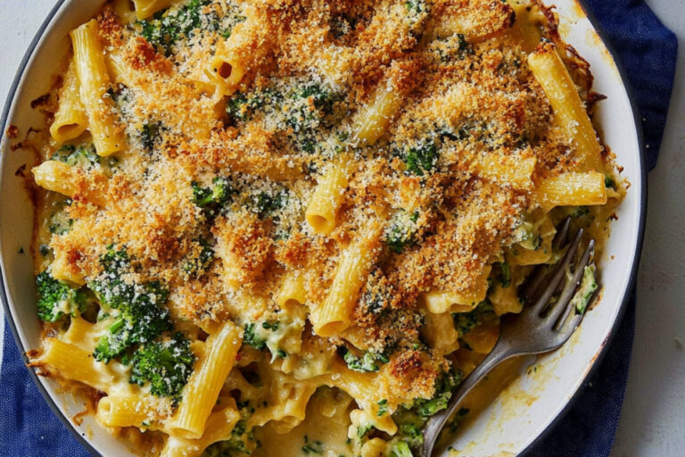 Deliciosa pasta gratinada con queso irresistible