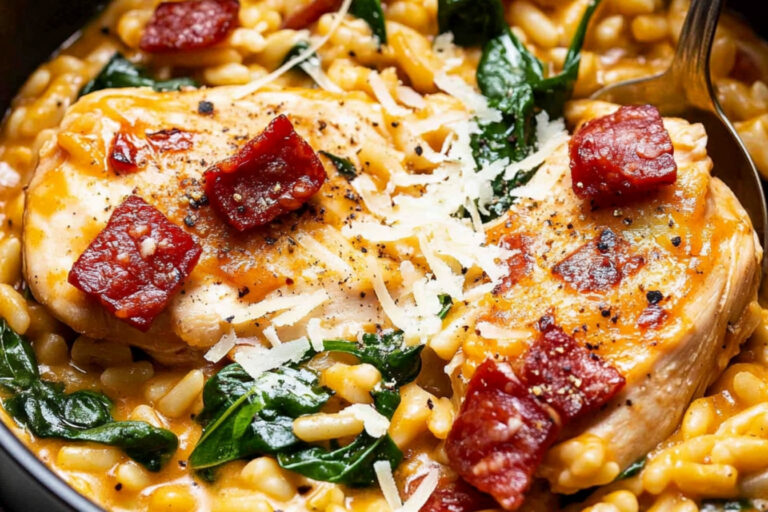 Deliciosa receta de pollo y risoni en un solo paso