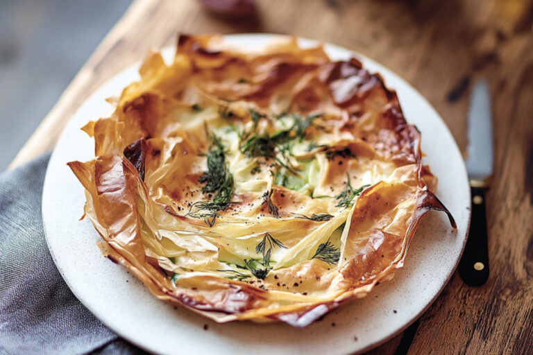 Deliciosa tarta de espinacas y feta en masa filo