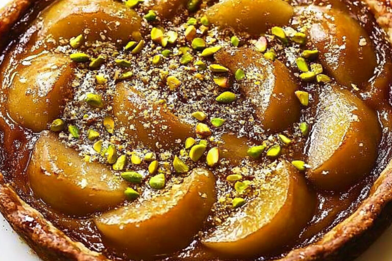 Deliciosa tarta de pistacho y pera fácil