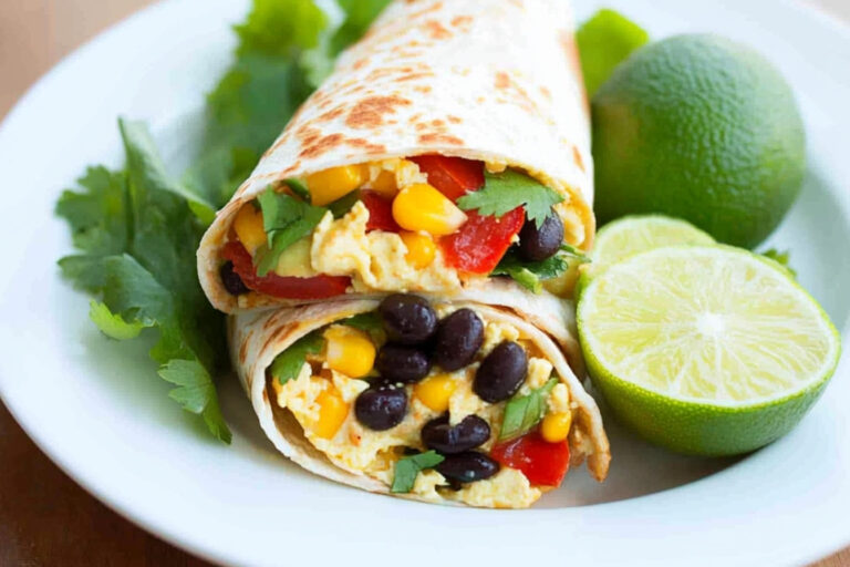Deliciosa tortilla de frijoles negros y maíz