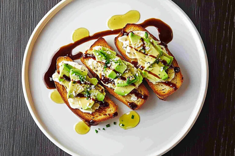 Deliciosa tostada con crema de queso y aguacate