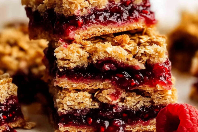 Deliciosas barras de mermelada de frambuesa fáciles