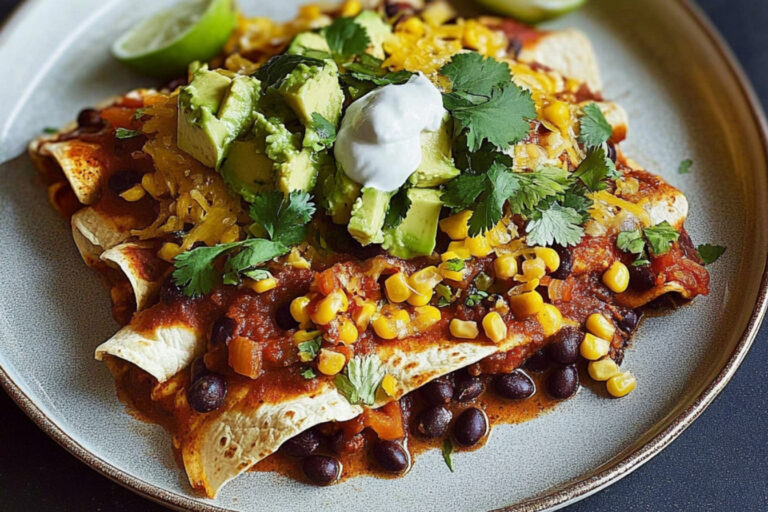 Deliciosas enchiladas de frijoles negros vegetarianas