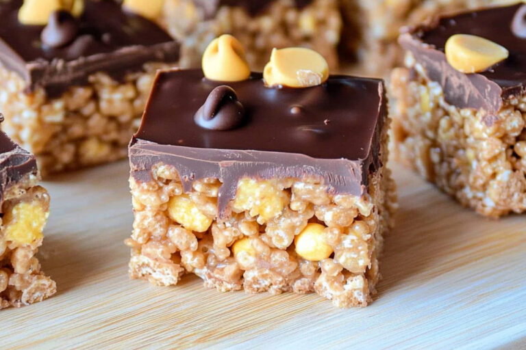 Deliciosas golosinas de arroz crujiente y chocolate
