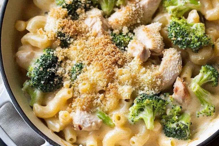 Delicioso Macarrón con Queso, Pollo y Brócoli