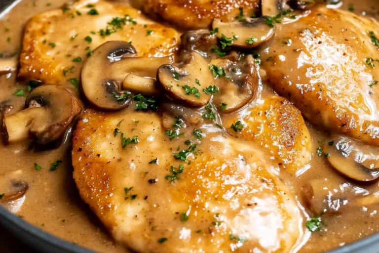 Delicioso Pollo Marsala en Salsa de Champiñones