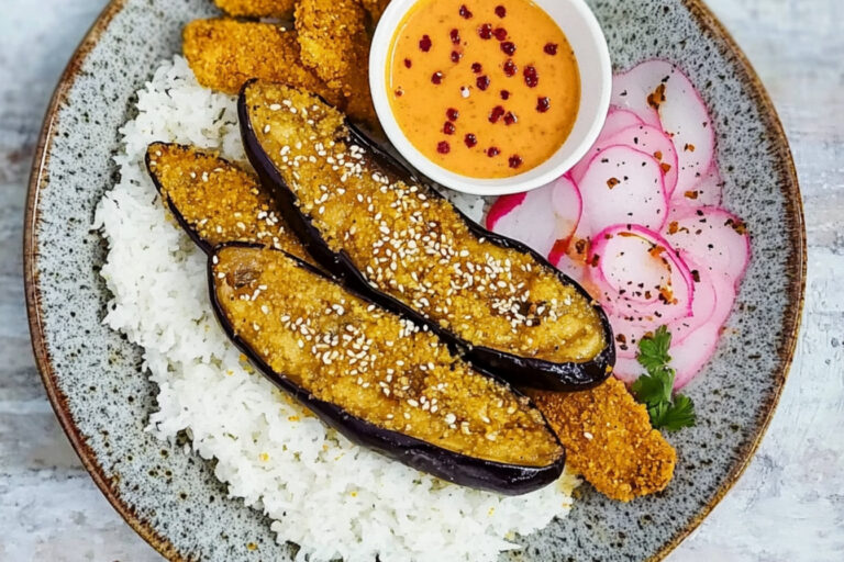 Delicioso curry de berenjena al estilo katsu