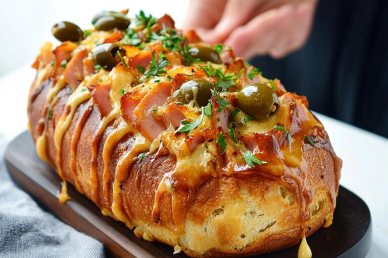 Delicioso pan erizo de jamón fácil de hacer