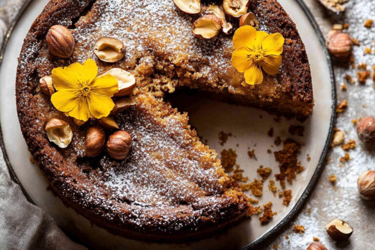 Delicioso pastel de avellanas y aceite de oliva