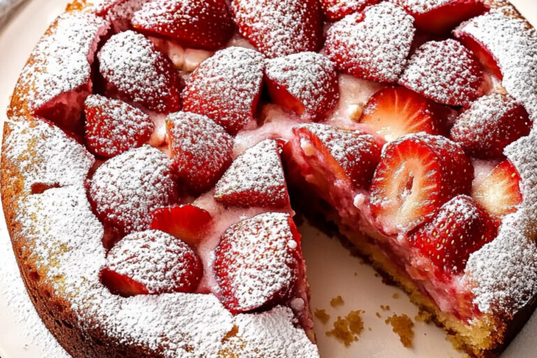 Delicioso pastel de fresa fácil y rápido
