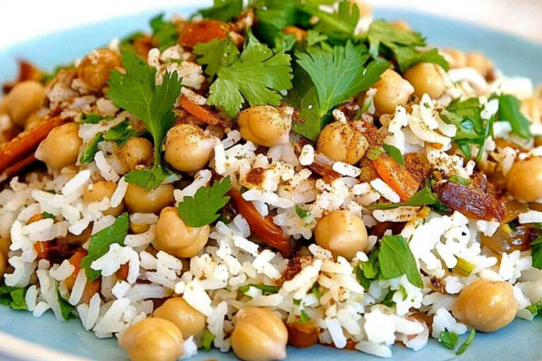 Delicioso pilaf de arroz con garbanzos